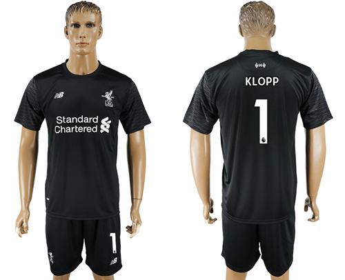Liverpool #1 Klopp Black Goalkeeper Soccer Club Jersey